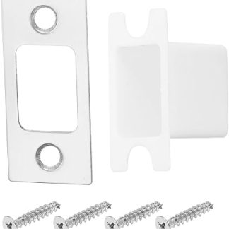 sourcing map 4 Set Door Strike Plate, 57mm x 25.5mm Stainless Steel Latch Deadbolt Replacement Lock Strike Plate for Door Frame Door Jamb Reinforcement, Silver