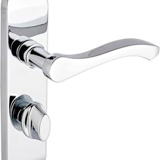 Capri Contemporary Design Lever Door Handle - 1 Pair - Polished Chrome - Bathroom Door Handle - 180 x 40mm - with Thumbturn