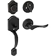 NeuType Front Door Handle, Front Door Lock Set, Door Handle Sets with Single Cylinder Deadbolt and Door Knob, Entrance Handle Set with Lock, Compatible with Right & Left Handed Doors, Matte Black