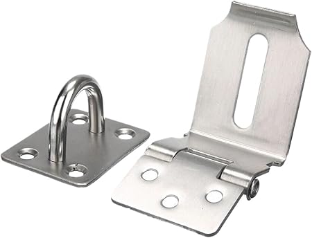 90 Degree Right Angle Shed Gate Latch Stainless Steel Padlock Hasp Door Clasp Lock Home Burglar-Proof Bolt Door Buckle Screws(3inch)