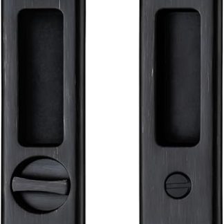 NCL Sliding Door Handle for Bath, Aged Bronze Black Barn Door Flush Handle, Privacy Pocket Door Lock