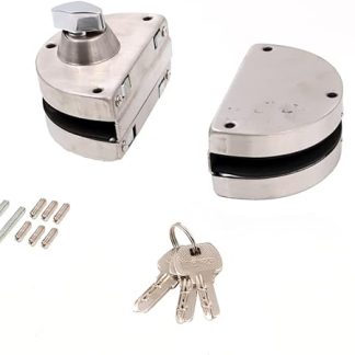 Double Glass Door Lock 304 Stainless Steel, Both Sides Open Frameless Door Hasps No Drilling Required for 10-12mm Thickness Glass, Home Office Hotel Furniture Hardware