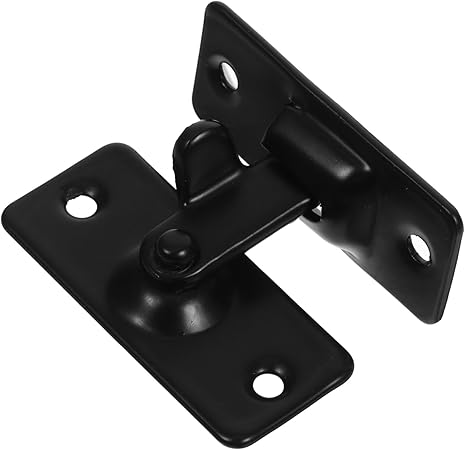 DECOMELODY Black Stainless Steel Door Latch Hasp Small Right Angle Door Hook Lock for Garden Gate Reinforcement Lock Installation