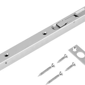 304 Stainless Steel Flush Latch Bolt Slide Lock, Home Gate Door Security Guard Latches for Top of Door, French Door Security Devices Slide Locks for Inside Door Wooden Stainless Steel Doors (10 Inch)