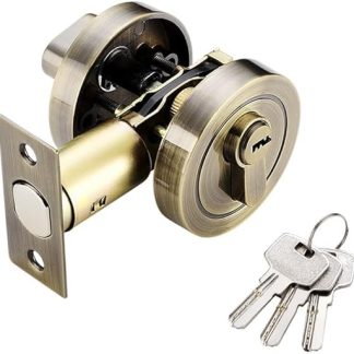 Single Cylinder Deadbolt,Round Deadbolt Lock,Stainless Steel Door Locks With Keys,Invisible Modern Door Locks For Entrance Door, Passage Door(bronze)