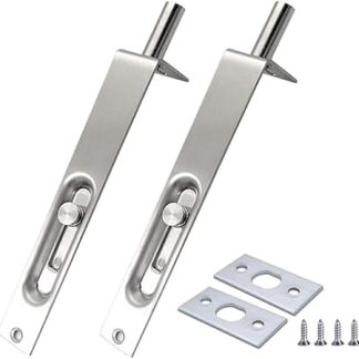 2 Pack 4 Inch Door Bolt Flush Stainless Steel Security French Door Lock Concealed Slide Bolt Latch with Installation Screws for Bathroom Internal Doors