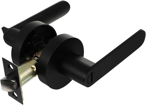 jojofuny Matte Black Privacy Door Lever Set Locking Interior Handle for Bedroom Living Closet Passage Lever Non Keyed Hardware for Home Security