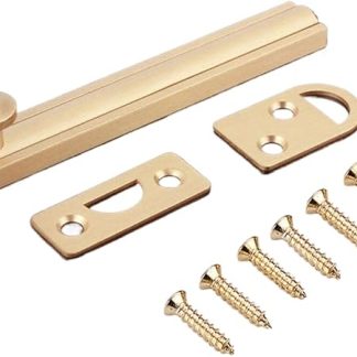 SUPERTOOL Surface Door Latch, 1PC Copper Door Bolt Unrust Simple Barrel Door Bolt Lock for Room,Window Locks,Toilet Gate and Shed Doors(51mmx15mm Brushed Gold)