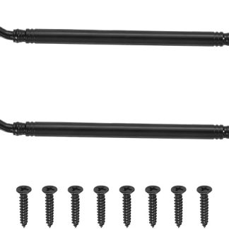 sourcing map 2Pcs 8 Hook and Eye Latch, Barn Door Lock Stainless Steel Cabin Hook Privacy Door Gate Hooks for Window Sliding Door Fence Shed, Black