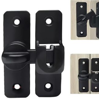 Aluminum Alloy Flip Latch,90/180 Degree Flip Barn Door Lock, Protect Privacy - Security Door Latch,Small Gate Latches Hardware for Barn, Garden, Bathroom, Cabinet, Window, Sliding Door (Black)
