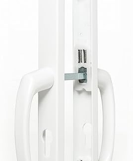 TSS UPVC Door Handles Set Suits Fullex Locks - Lever/Lever - 68mm PZ (Centres) - 215mm Screw to Screw - Backplate 245mm X 34mm - UPVC, Replacement PVC Handles (White)