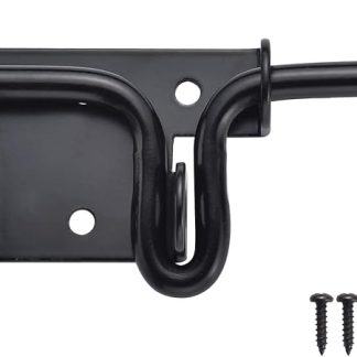 Slide Bolt Gate Latch, Heavy Duty Door Lock with Padlock Hole, Sliding Bolt Latch Hardware for Wooden Fence, Shed Door, PVC Fence, Barn Door, Thickened Steel, Black Finish