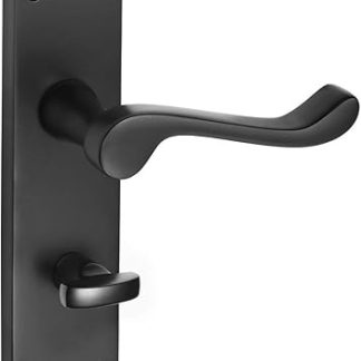 Matte Black Internal Door Handles with Bathroom Lock Victorian Scroll Lever