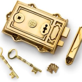 Solid Brass Davenport Rim Lock Victorian Traditional Antique Door Old Style