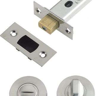 Bathroom Toilet Door Mortice Tubular Deadbolt 64mm with Turn and Release Satin Stainless Steel, for Internal use on a Bathroom Door, Added Protection and Privacy