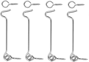 4 Pack 3 Inch Gate Hook and Eye Latch Silver Stainless Steel Swivel Hook and Eye Latch Lock for Gate Window Cabinet Garage Sliding Door Bedroom Bathroom - with Mounting Screws Heavy Duty Security