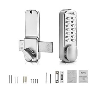 VEVOR Mechanical Keyless Entry Door Lock, 14 Key, Mechanical Keypad Door Lock with Adjustable Thumb Knob, Single-Side Zinc Alloy Waterproof Keyless Gate Lock, for Home Office