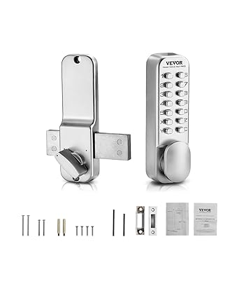 VEVOR Mechanical Keyless Entry Door Lock, 14 Key, Mechanical Keypad Door Lock with Adjustable Thumb Knob, Single-Side Zinc Alloy Waterproof Keyless Gate Lock, for Home Office