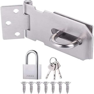 Premium Padlock Hasp Latch Lock for Doors and Gates, Comes with Installation Hardware and Keys (3inch)