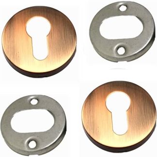 2 Pack Euro Escutcheon Cover, Red Bronze Keyhole Cover Round Door Lock Protection Plate for Standard European Locks