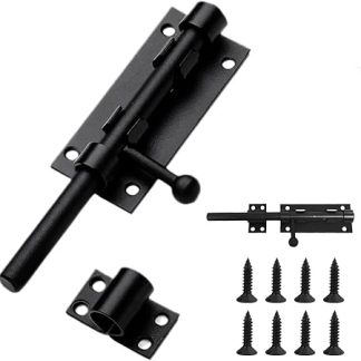 6 Inch Heavy Duty Slide Gate Latch Bolt Safety Door Lock with Padlock Hole Stainless Steel Sliding Gate Bolt for Internal Door Shed Bathroom Toilet Shed Matte Black