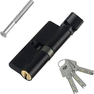 IUSOT Matt Black Thumb Turn Euro Cylinder Lock 35T/35 (70mm), Thumb Turn Lock with 3 Standard Keys, Door Barrel Lock, Anti-Drill and Anti-Pick Door Lock for Wooden, UPVC and Composite Doors