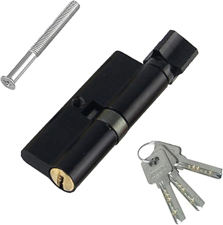 IUSOT Matt Black Thumb Turn Euro Cylinder Lock 35T/35 (70mm), Thumb Turn Lock with 3 Standard Keys, Door Barrel Lock, Anti-Drill and Anti-Pick Door Lock for Wooden, UPVC and Composite Doors