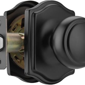 NCSEN Matte Black Door Knobs with Camelot Trim,Interior Door Knob with Lock,Coastal Door knob for Hall & Closet