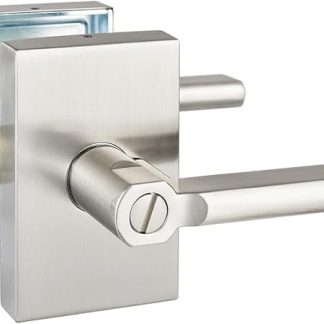 NEWBANG Long Plate Bed and Bath Room Door Lever for Privacy Bathroom and Interior Door Heavy Duty Door Lock Handle in Satin Nickel Finish，MDC894-SN-BK-1P