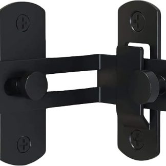 90 Degree Flip Sliding Barn Door Lock, Stainless Steel Angle Latch with Hook Eye Design, Adjustable Security Lock for Sliding Doors, Barn, Bathroom, Garage & Outdoor Use (Black)