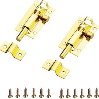 2 Set Brass Bolt Lock Door Bolts Door Security Slide Latch Lock Durable Door Lock Bolts Ideal for Securing Internal Doors for Bedrooms, Bathrooms, Cupboards and Storage Units (3 Inch)