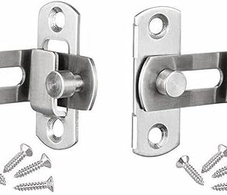 Namvo 2 Pack 90 Degree Stainless Steel Right Angle Buckle Gate Latch with Screws Flip Door Locks Bolts for Doors and Windows