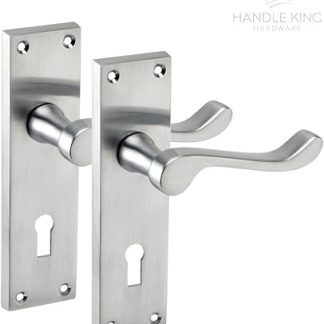 Victorian Scoll Door Handles on Lock Backplate with Brushed Chrome Finish H751012SC