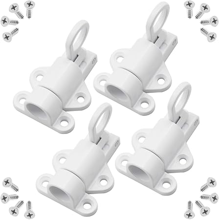 4 PCS Window Gate Latch,Door Spring Bolt, Aluminum Alloy Security Automatic Hasp Lock,Bounce Lock for Window Door,Shed Doors Gates and Outhouse Doors (U/FJ/White)