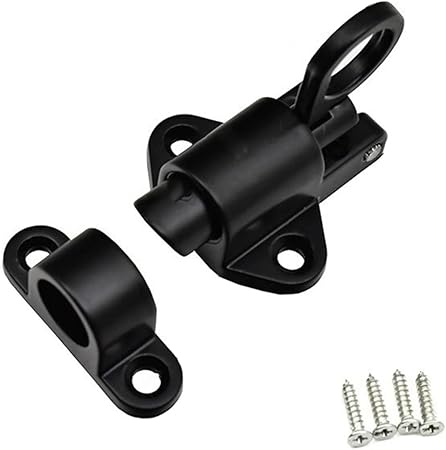 Zilimontt Spring Door Lock Self-Closing Latch for for Cabinets and Drawers, Automatic Security Sash Gate Lock with Aluminum Alloy Construction, Includes Screws for for Easy(Black)