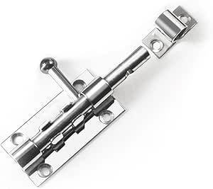 Mcoser 4 Inch Door Lock Bolts Stainless Steel Door Latch Sliding Door Lock Silver Security Lock Latch for Garden Shed Internal Doors