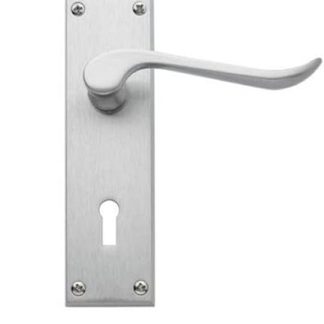 Victorian Scroll Lever Lock Door Handles Satin Chrome 150 x 40mm