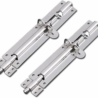 140 mm (6) Gate Bolt Lock, 2Pcs Stainless Steel Door Latches Sliding Door Locks Security Brenton Bolts for Garden Shed Wooden Gates Garage, Silver