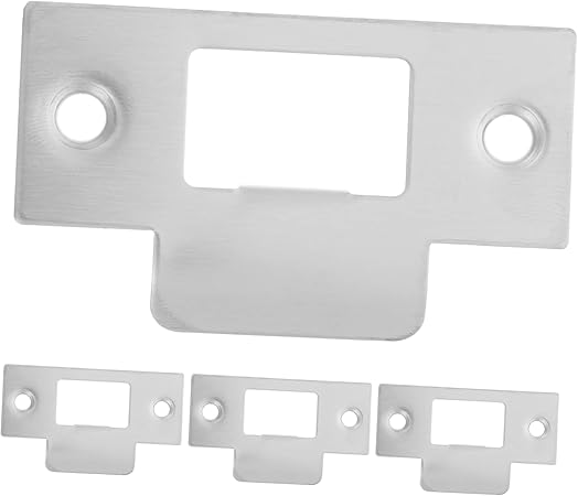 WOONEKY 4pcs Door Reinforcement Plates with Hole Filler for Deadbolt Strike Security Door Lock Strike Plates for Enhanced Privacy and Hardware Compatibility