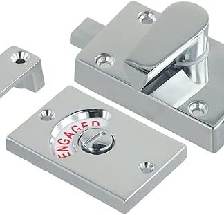 Besttoolifes Toilet Door Lock Privacy Indicator Bolt Bathroom Occupancy Status Display LED Light Zinc Alloy Hardware for Restroom Gold Finish(Polished Chrome)