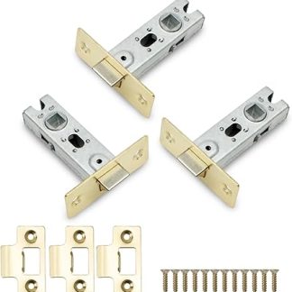 3 Pcs 75mm Steel Imitation Gold Tubular Latch, Premium Mortice Latch, for use with Sprung Lever Door Handles