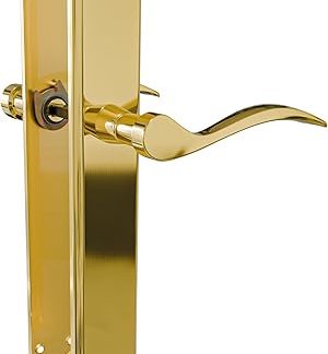 Amig - Door Handle Set with Plate | Beta Handle | Made of Steel | 256 x 48 mm | Square Pin 8 mm | Matt Brass-Plated