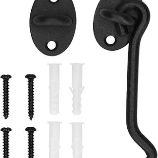 Barn Door Lock Sliding Door Latch Kit Heavy Duty Stainless Steel Black Gate Hardware Accessory for Barn Doors Cabin Doors Closets Cabinets