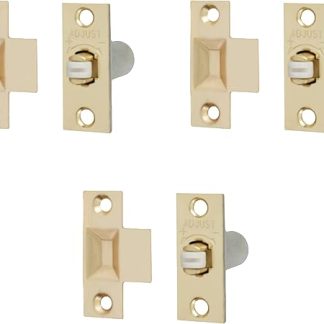 Adjustable Roller Catch Spring Loaded Latch Lock for Internal Doors | Brass Plated | Pack of 3
