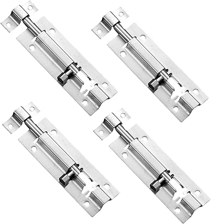 Slide Latch 4Pcs Thickened Stainless Steel Barrel Bolts Latch with Screws 3 inch, Slide Lock Ideal for Door Bedroom Chest Cabinet Window Fence