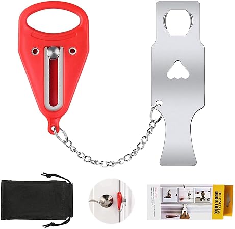 CYH Portable Door Lock, Travel Lock, Safety and Privacy Lock with Storage Bag Prevents Unauthorized Access for Travel Family Apartment Residence Hotel