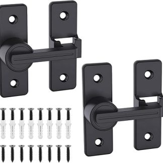 2 Pack Barn Door Lock Hardware, 180 Degree Heavy Duty Thickened Flip Door Latches, Sliding Barn Door Flip Locks Double Door Gate Latch for Garden, Yard, Bathroom, Garage, Outdoor (Matte Black)