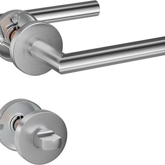 1 Pack of HENYIN Stainless Steel Door Lever Handle with Bathroom Knob,Mortise Door Lock Handle,Silver Color (SO2-103BK)