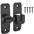 4Pcs Thicker Gate Lock Black, 90 Degree Door Latch, Small Flip Sliding Barn Door Lock Stainless Steel for Wooden Gates Internal Door Garden