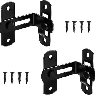2 Pack 90 Degree Door Lock Flip Sliding Door Lock Black Gate Door Latch Stainless Steel Gate Bolt Door Latches for External Doors Wooden Gates Garden Bathroom Outdoor Garage Window